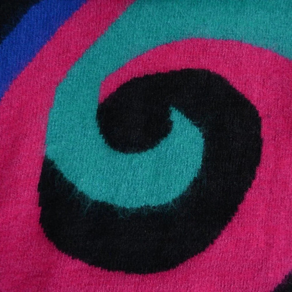 Vintage Braemar by Jeremy Scott Black &  Neon 58% Silk 10% Angora Sweater L - Picture 12 of 12